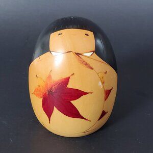 Egg Shape Kokeshi Doll From Poetry Of The Four Seasons, Autumn, Okamoto Usaburo